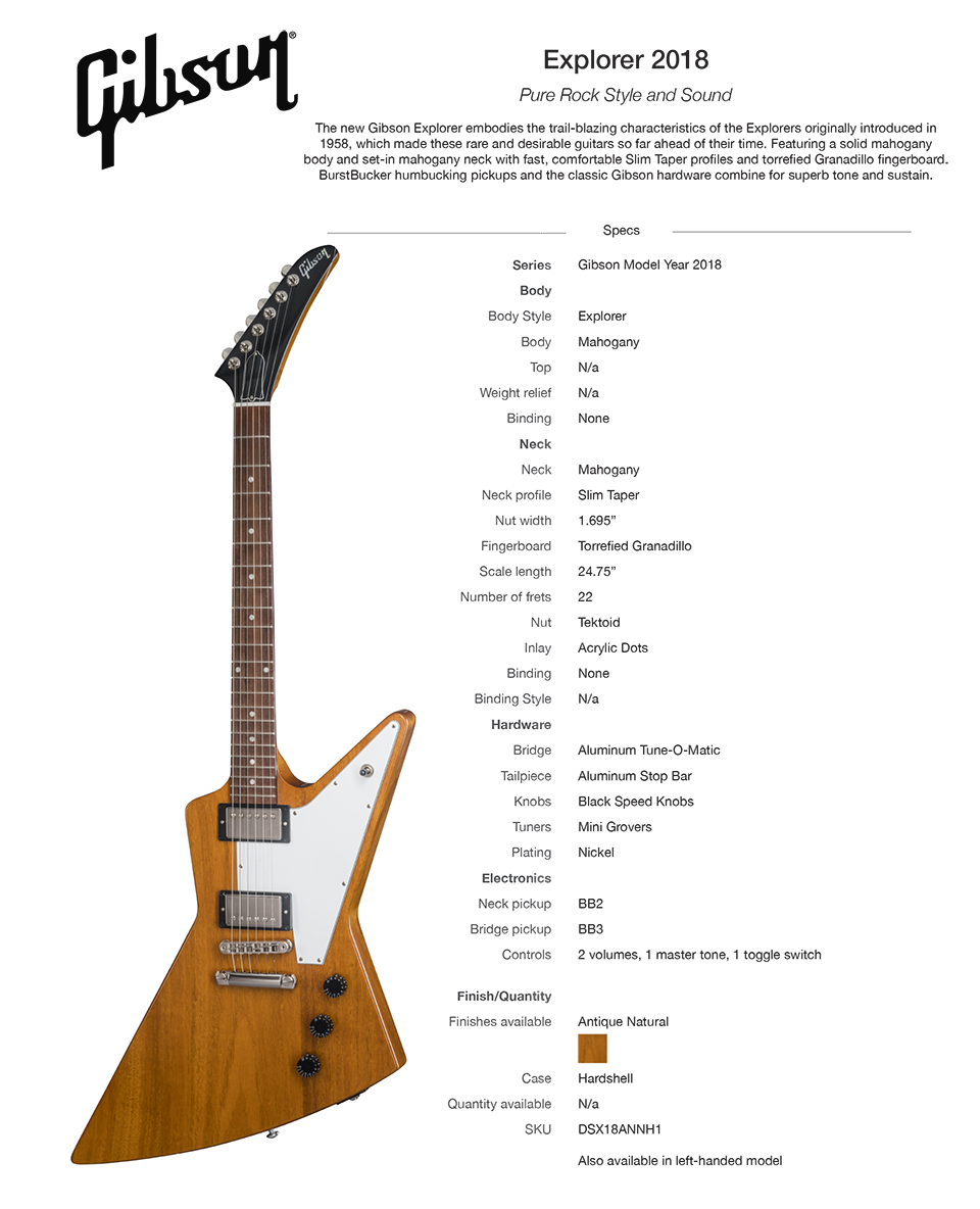 [����] [�齼 �����̳� �ø��� ��Ư��]Gibson Explorer 2018 Antique Natural (DSX18ANNH1) �� �̹��� 1