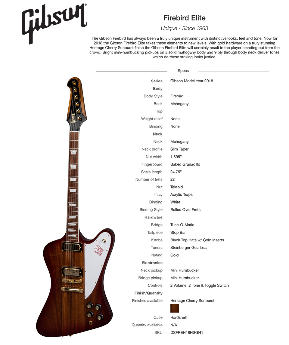[����] [�齼 �����̳� �ø��� ��Ư��]Gibson Firebird Elite 2018 Heritage Cherry Sunburst (DSFREH18HSGH1) �� �̹��� 1