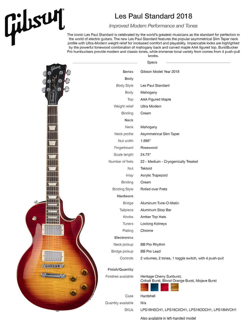 [����] Gibson Les Paul Standard 2018 Heritage Cherry Sunburt (LPS18HSCH1) �� �̹��� 1