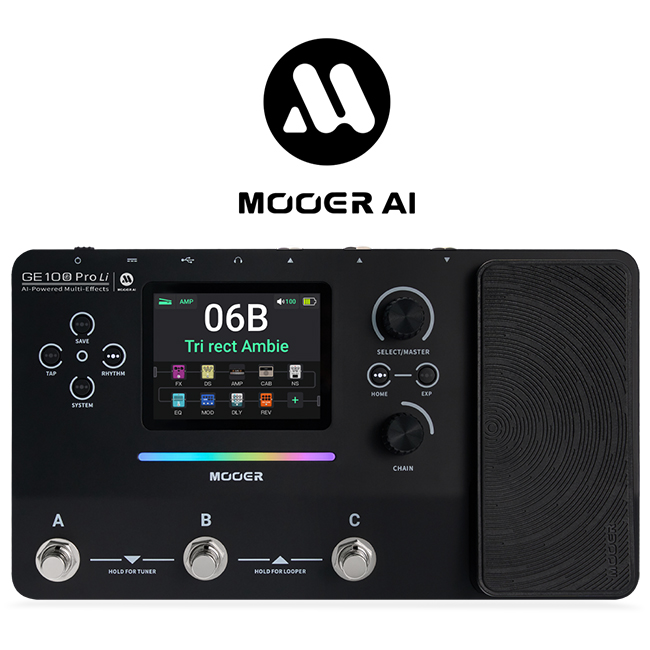 무어 Mooer Audio GE100 Pro Li 충전식 AI멀티이펙터 AI 장착 음원분리 양방향 블루투스