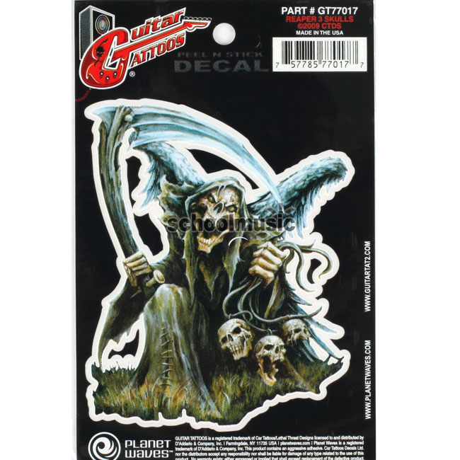 [����] Planet Waves Guitar Tattoo ��ƼĿ(GT77017)-Reaper 3 Skulls