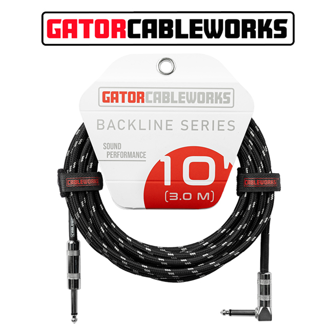 ������ Gator Cableworks Backline Braided Instrument Cable ��Ÿ ���̺� 3m Right Angle (GCWB-INS-10RABG)