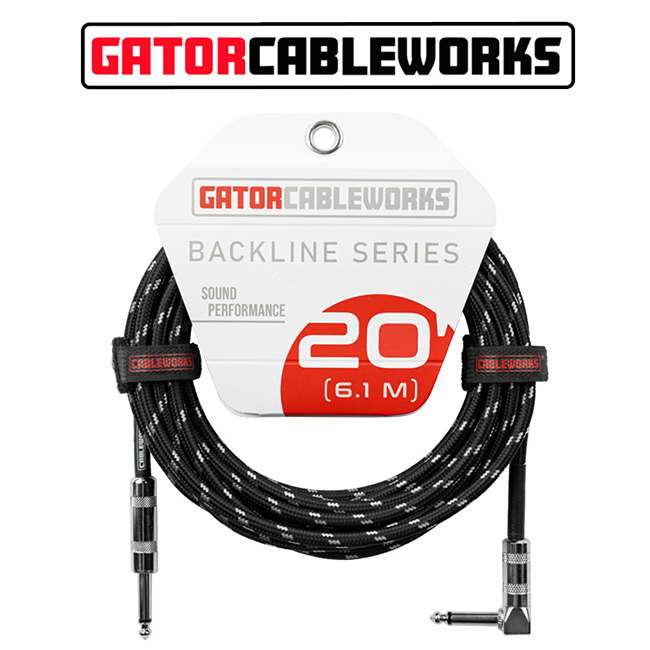 ������ Gator Cableworks Backline Braided Instrument Cable ��Ÿ ���̺� 6.1m Right Angle (GCWB-INS-20RABG)