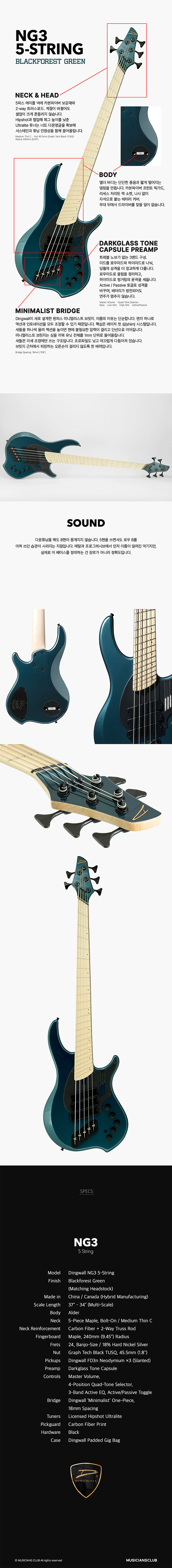 ���� Dingwall NG3 5-String ���̽���Ÿ 5�� (Black Forest Green) �� �̹��� 2