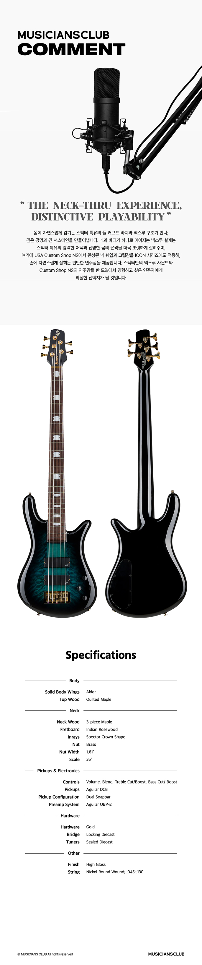 ������ Spector NS Icon 5 Neck Thru ���̽���Ÿ 5�� (Black   Blue) �� �̹��� 4